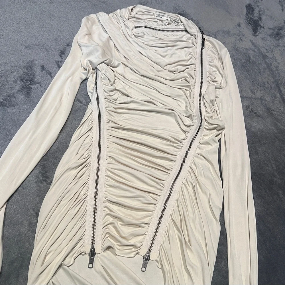 ALLSAINTS NWOT GISELE ROUCHED BODYCON ZIP DRESS - Picture 4 of 16